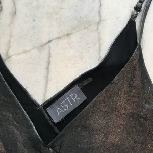 ASTR shiny silver crop top
